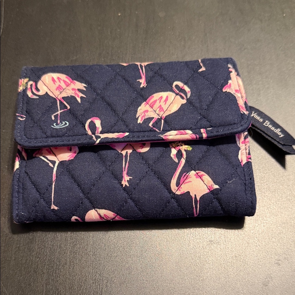 Vera Bradley Navy Flamingo Quilted Wallet
